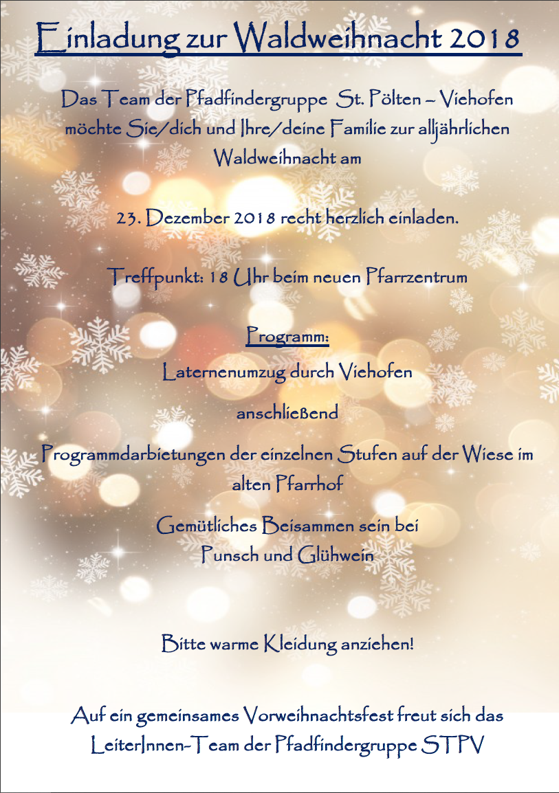 Einladung Waldweihnacht 2018